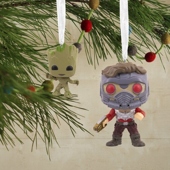 Hallmark Funko Pop! Marvel Starlord and Groot Decorative Christmas Ornament Set - Picture 3 of 11